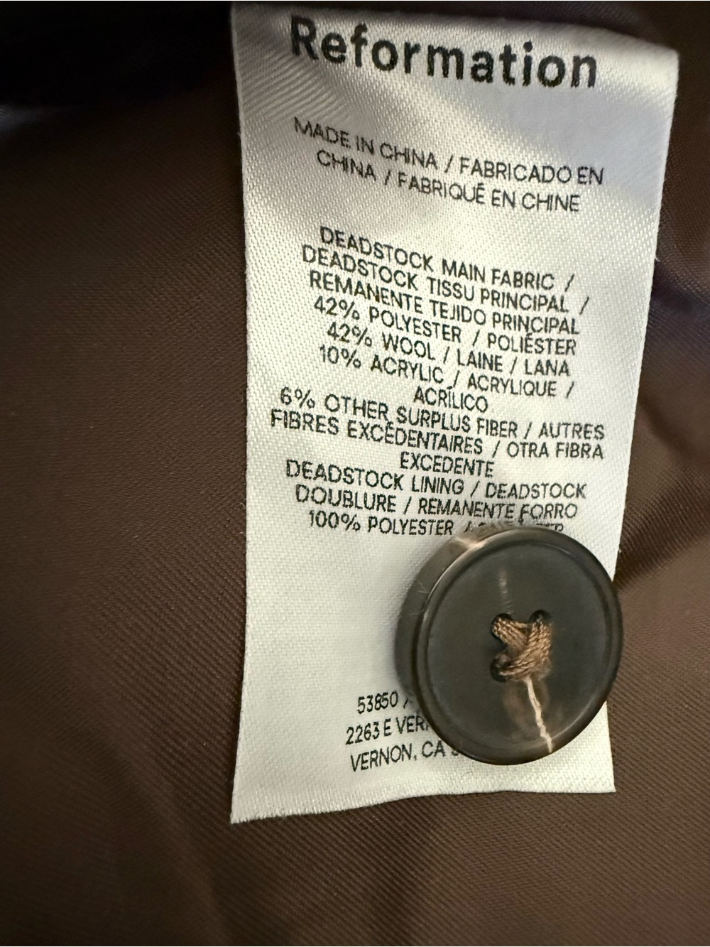 Reformation Double Breasted Glen Plaid Wool Blend Blazer Jacket Size M Brown - Picture 8 of 9